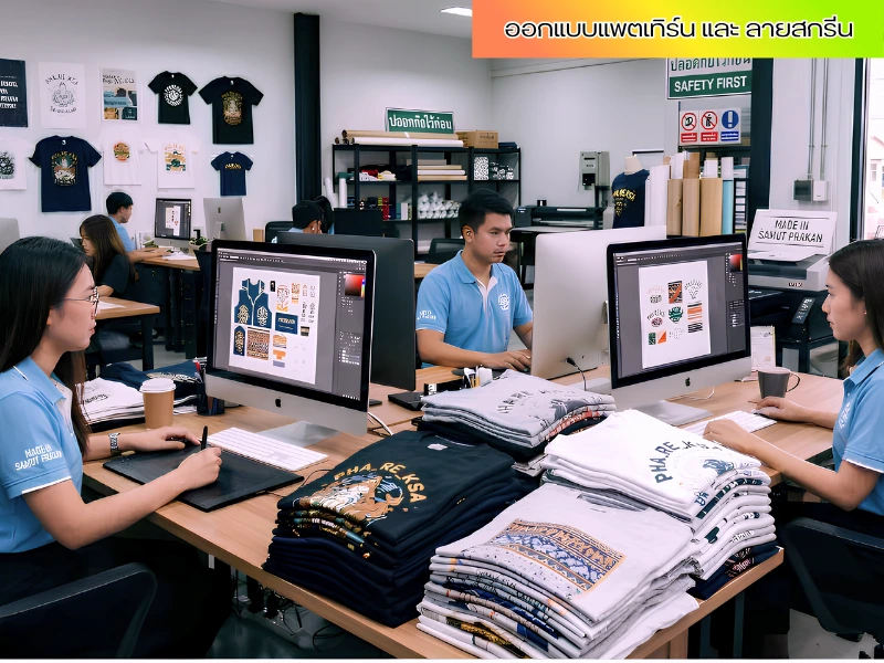 ทีมงานดีไซเนอร์ออกแบบกราฟิกและแพทเทิร์นลายเสื้อโปโลสกรีนพิมพ์ลายมืออาชีพ