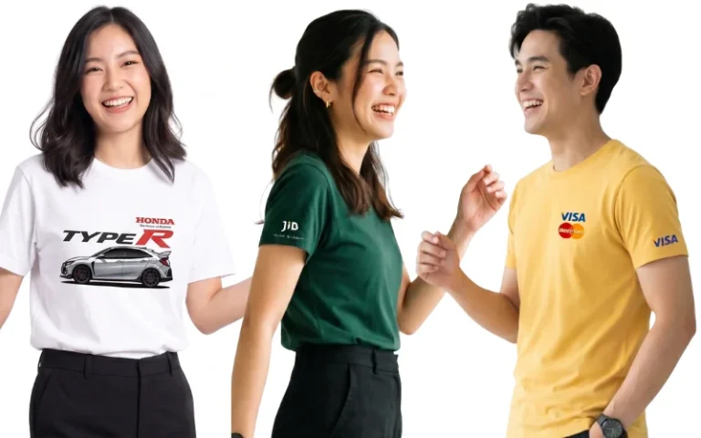 เสื้อยืดสกรีนโลโก้แบรนด์สินค้าเพื่อส่งเสริมการตลาด ผลงานผลิตเสื้อยืดพร้อมสกรีนจาก Get-Tshirts